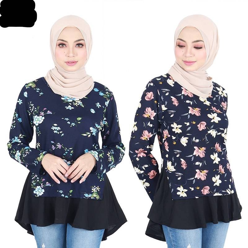  Muslimah  Flared Printed A Line Muslimah  Fashion Blouse  