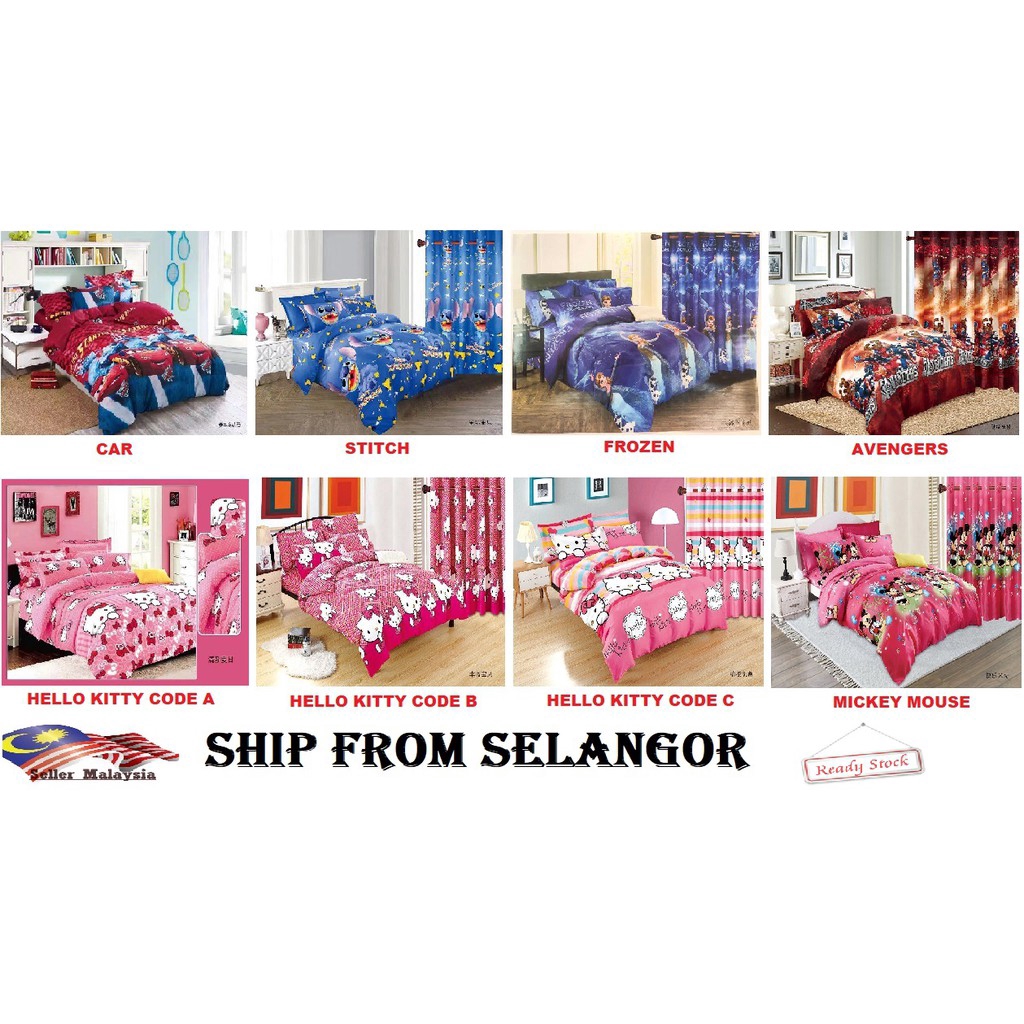 Cadar Katil Cotton Bedsheet Cartoon Single Queen Fitted Bedding