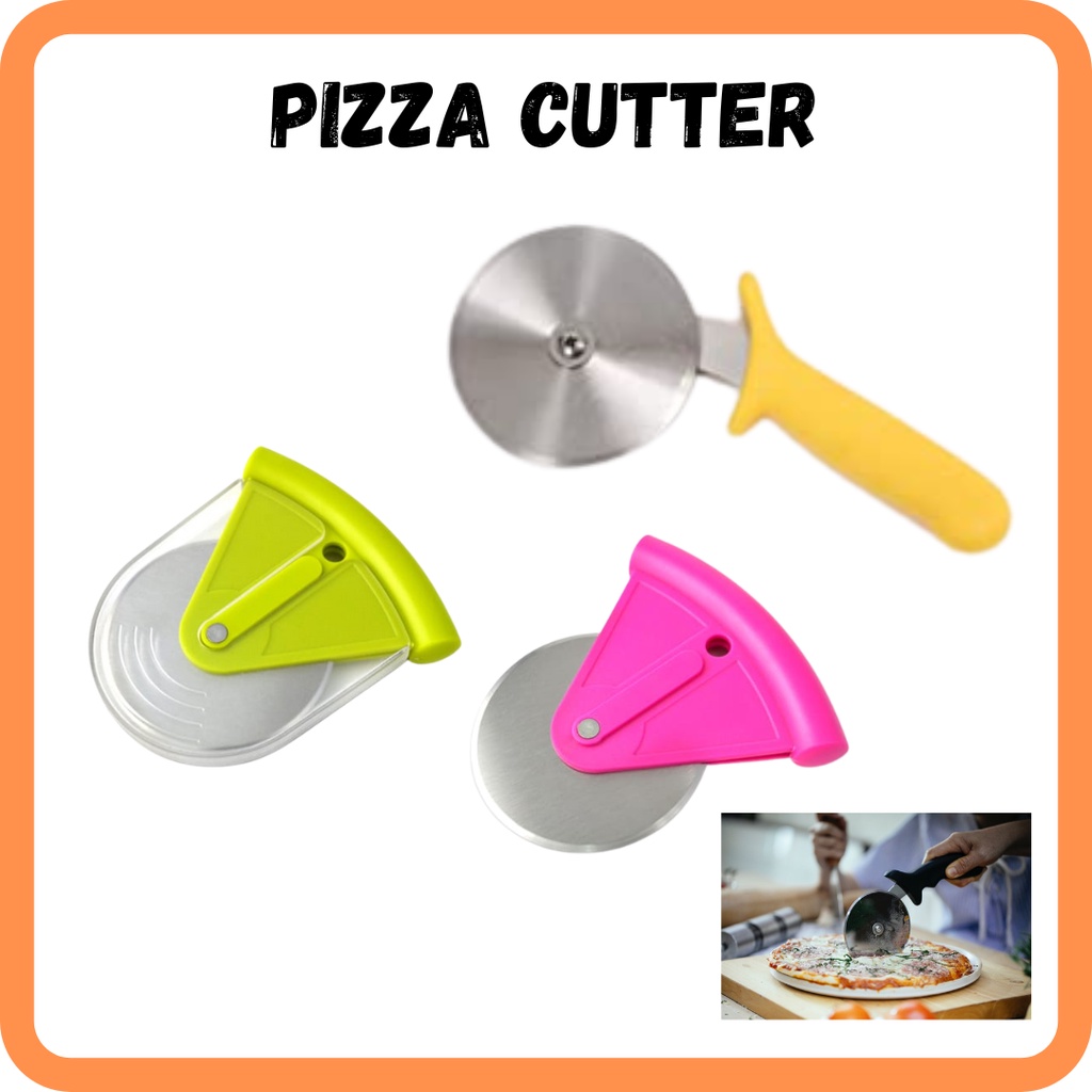 Pizza Cutter Plastic Handle Stainless Steel Wheel Cutter Pizza Pemotong Cheese Pizza Yellow Pink Pizza Cutter