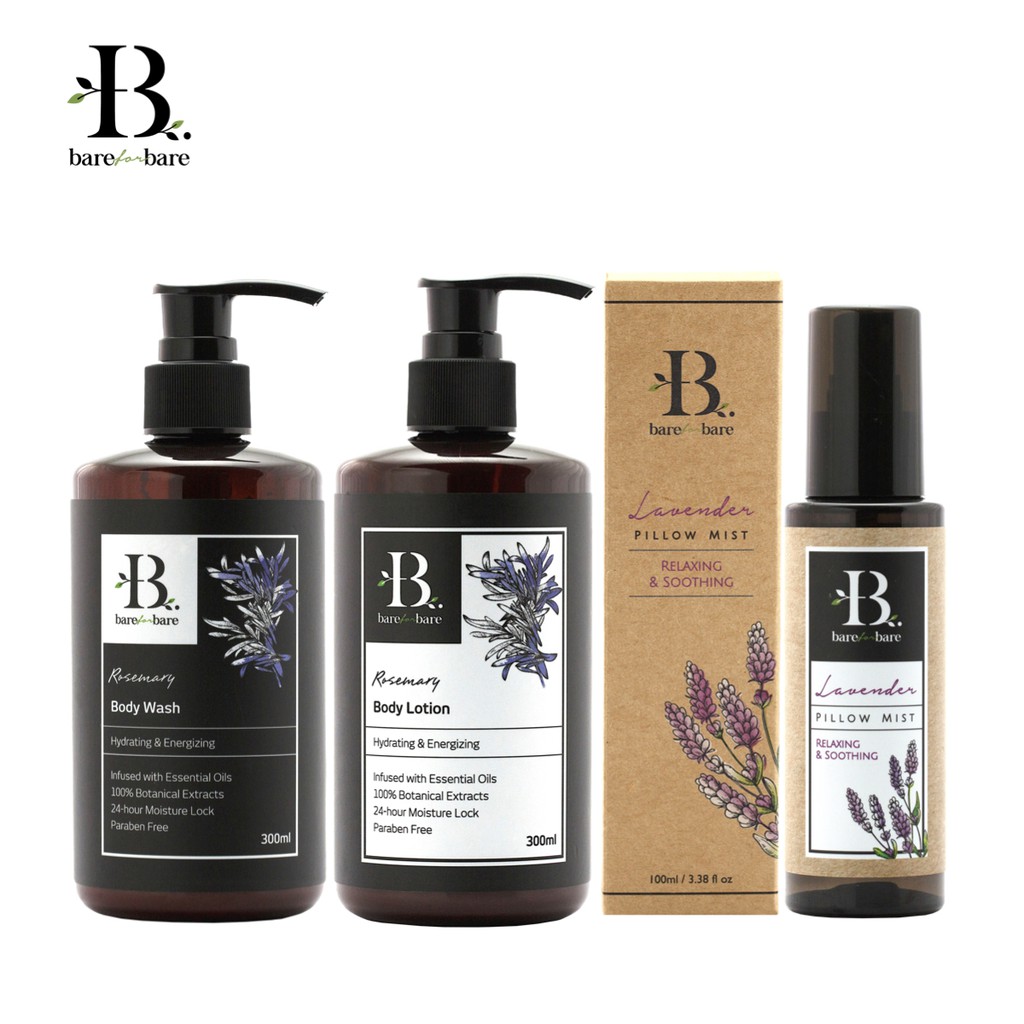 Bare For Bare Rosemary Body Care Lavender Pillow Mist Gift Set