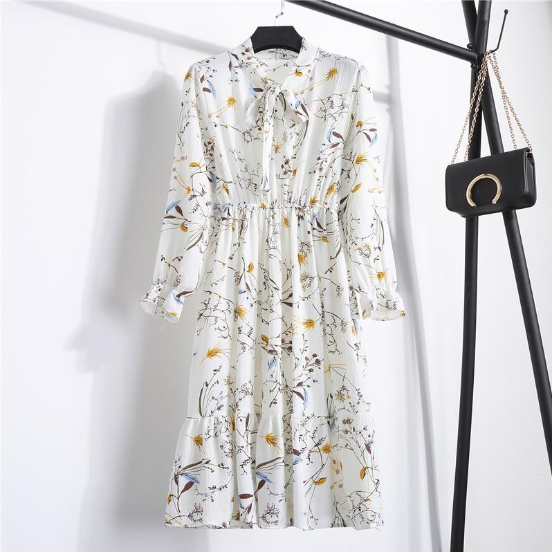 Versatile Multi Chiffon Dress Women Floral Print Long Sleeve Cute Elegant S-XL - Image 2