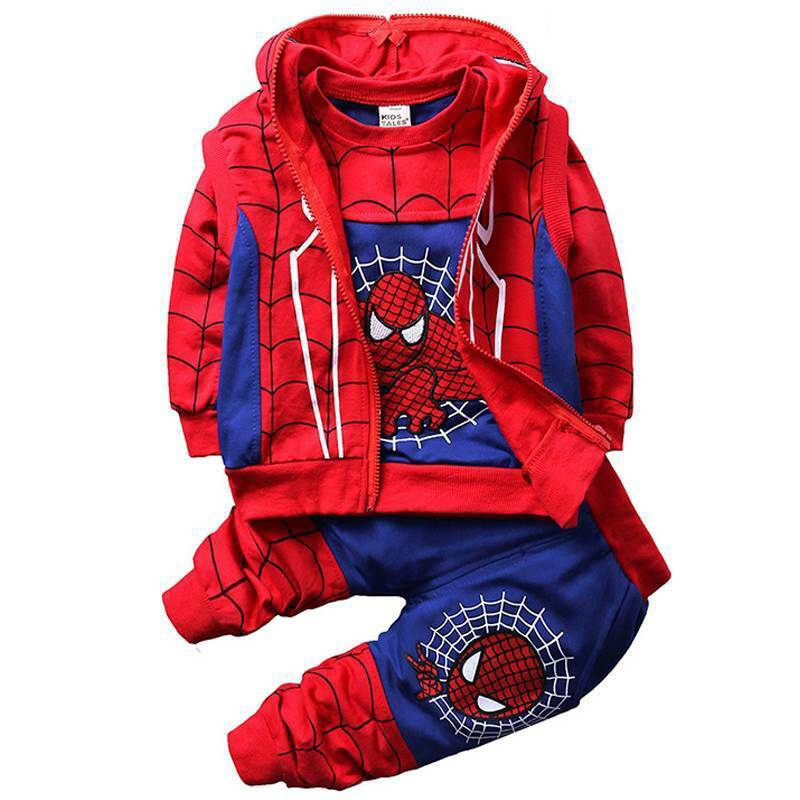 3PCS Enfants Garçon SPIDERMAN Cosplay Hoodies Sweat Pantalon Veste à Capuche Costume Set 