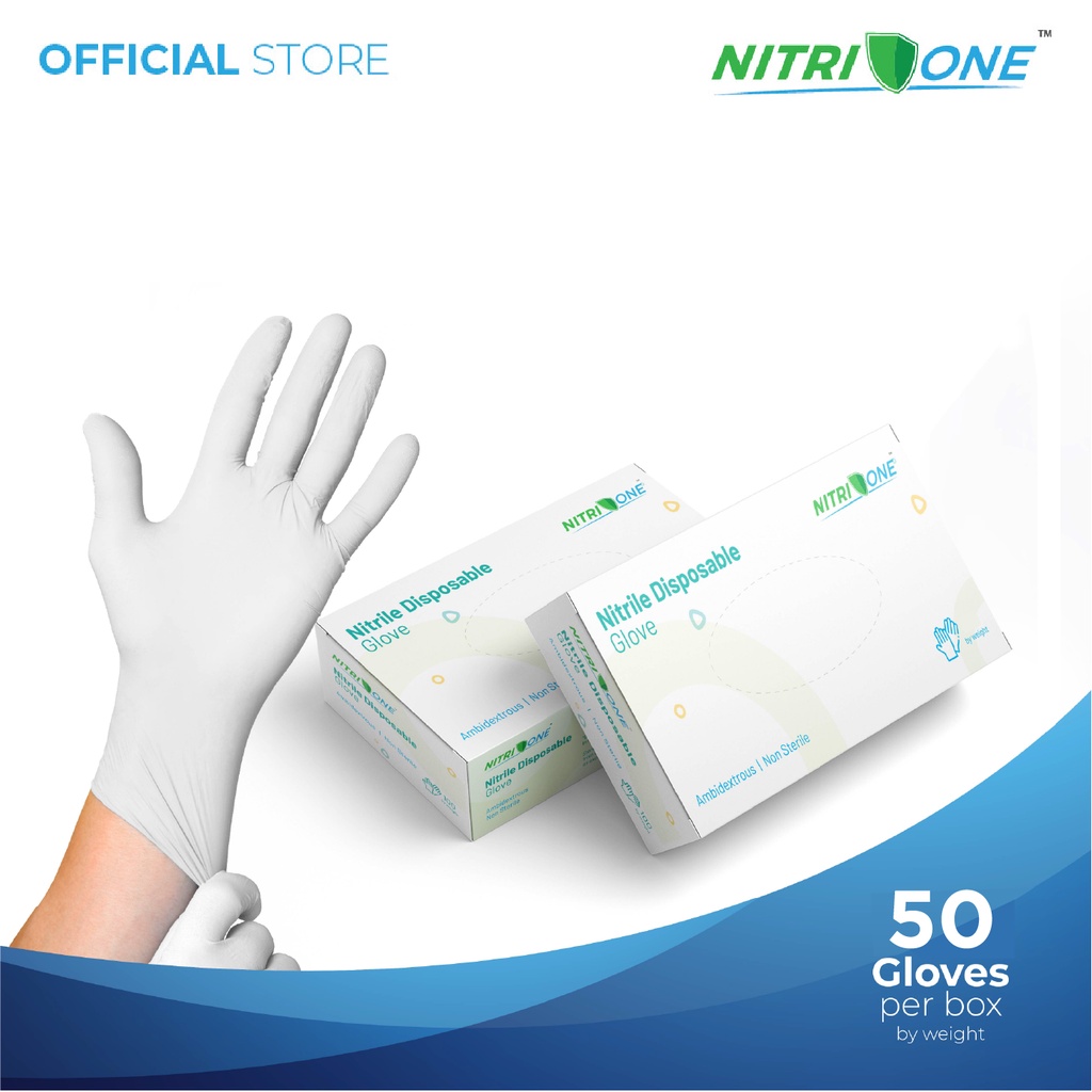 NitriOne Nitrile White Disposable Powder Free (50 Pcs)