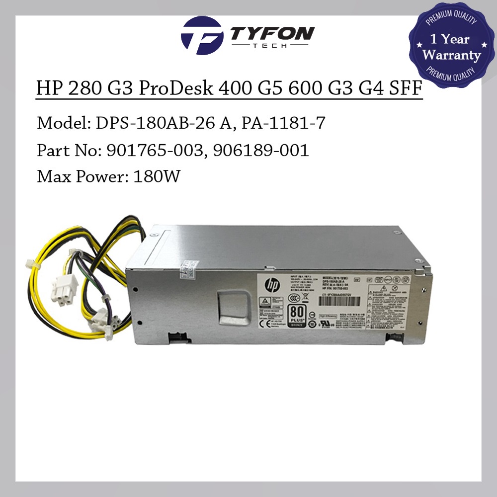 HP 280 G3 ProDesk 400 G5 600 G3 G4 SFF 180W Power Supply PSU 901765003