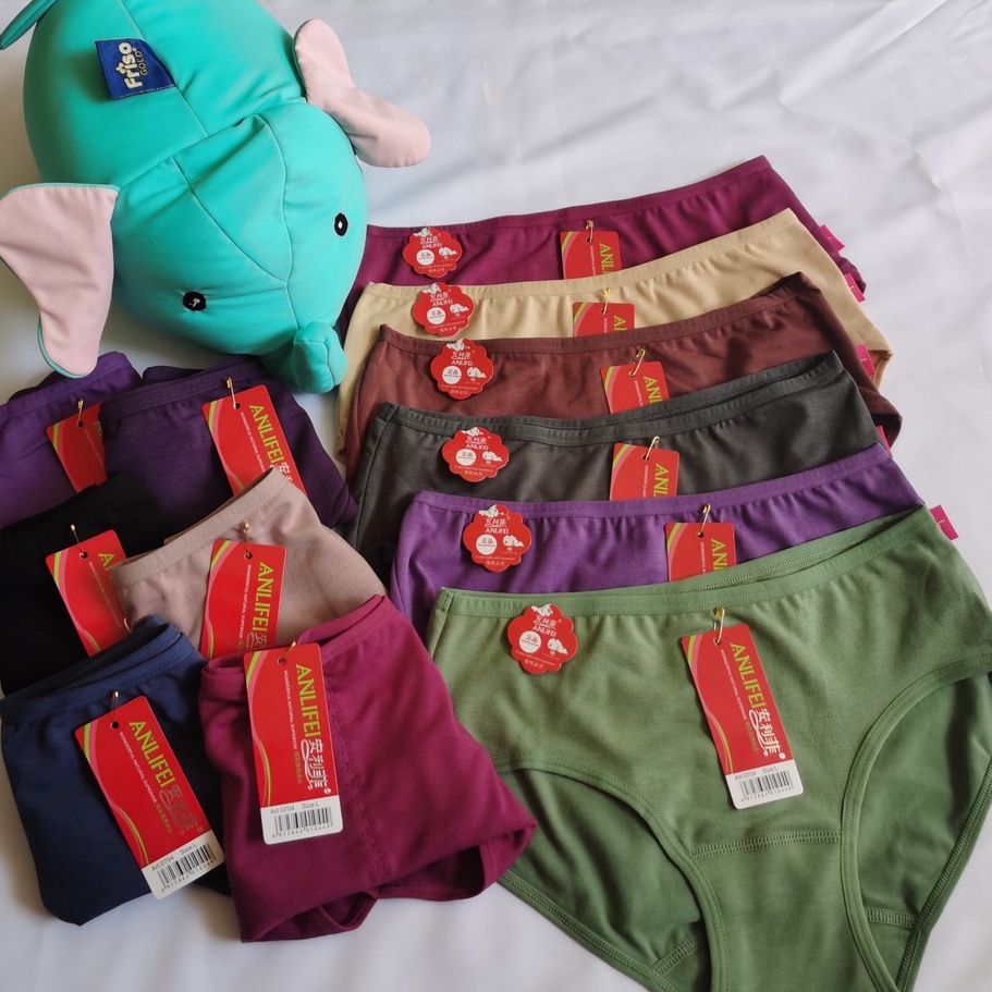 Anlifei Women 100% Cotton (L/ XL/ 2XL) /Seluar Dalam Perempuan #0704 / 女装大码三角内裤弹性好
