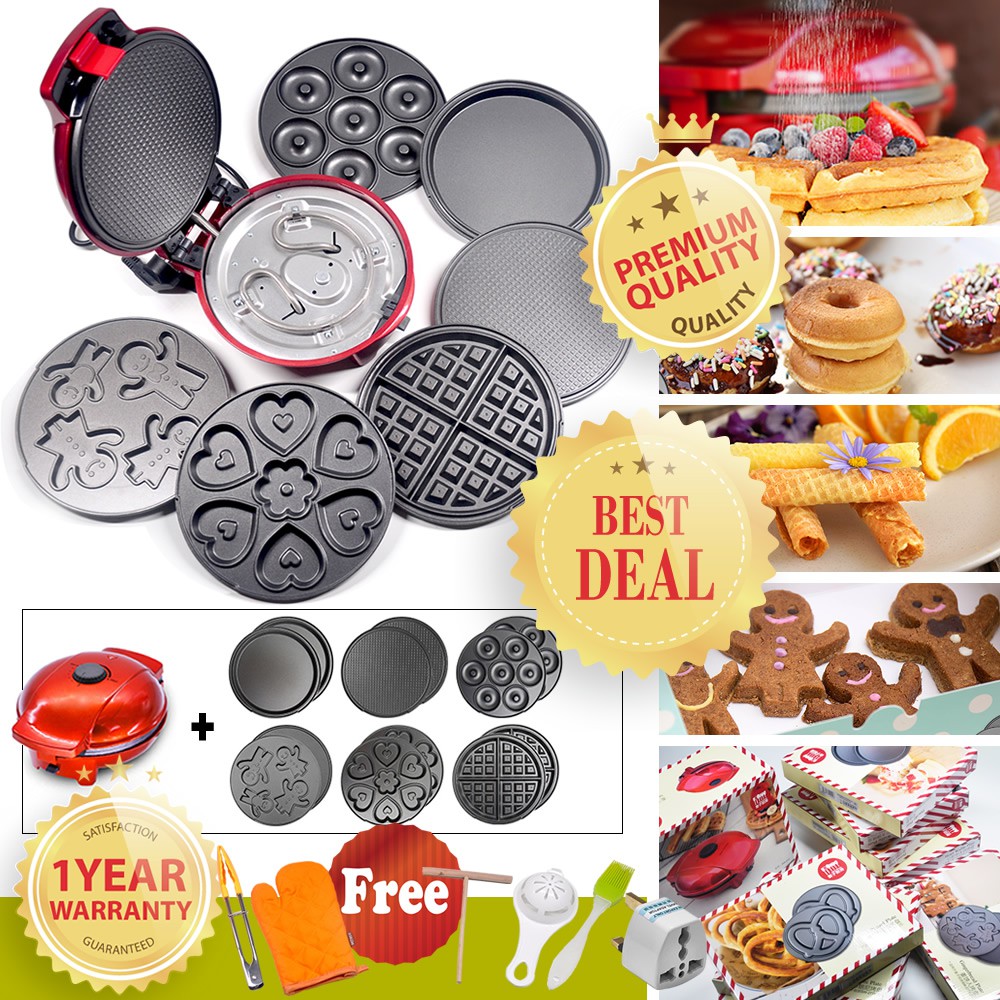 [6 in 1, FREE GIFTS, 1 YEAR WARRANTY] Mai's Kitchen MZ0008 Ginger Bread / Waffle / Eggroll / Donut / Panini / Cake Maker