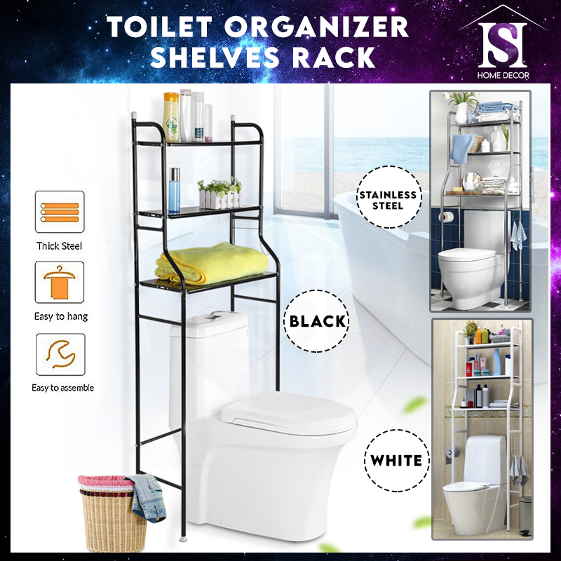 HS Home Decor 3 Tiers Bathroom Rack and Toilet Organizer Shelves Rack