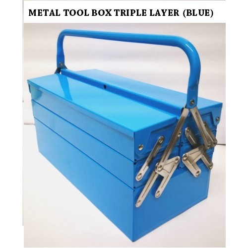 503 Metal Tool Box Triple Layer Blue Shopee Malaysia