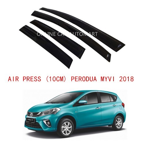 Air Press Door Visor Wind Deflector UV Light 10cm (4PCS) for Perodua Myvi 2018