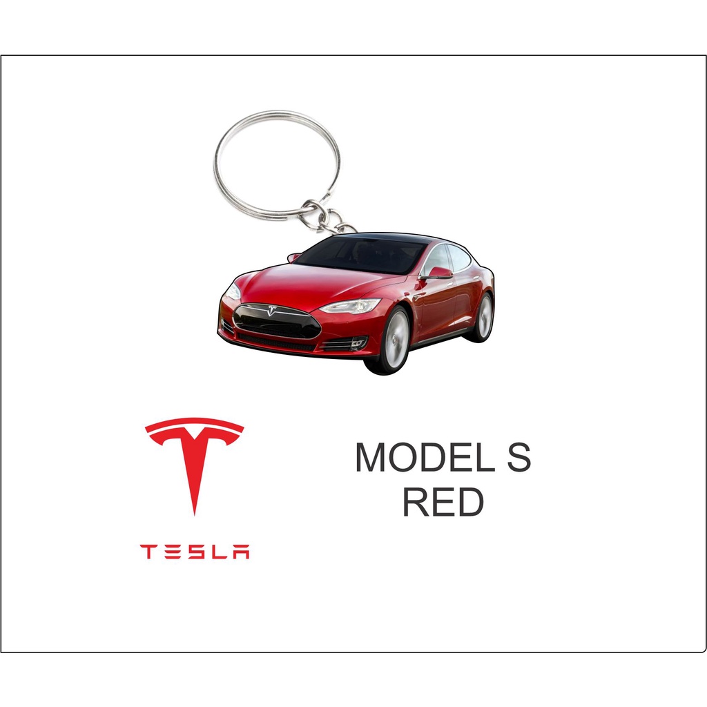 tesla model s red keychain 2d