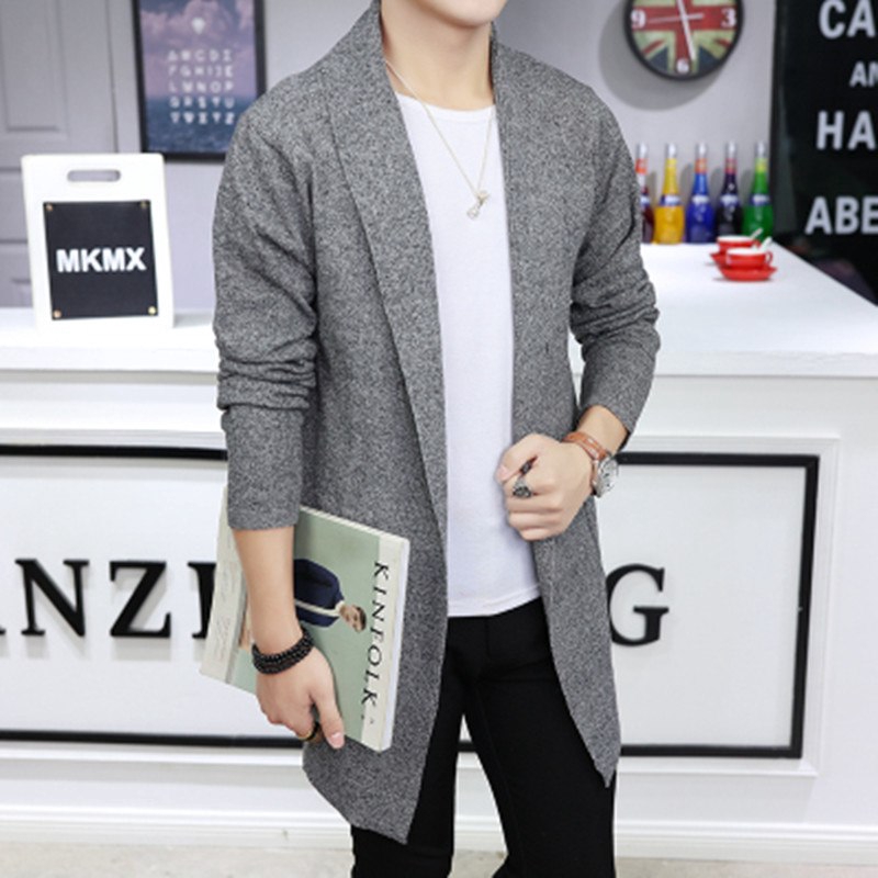 England style turn down collar knitted long cardigan men slim fit sweater  men | Shopee Malaysia