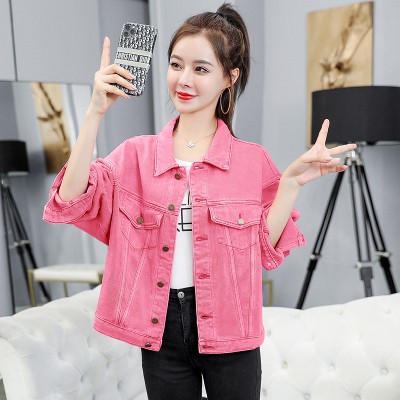 short pink denim jacket