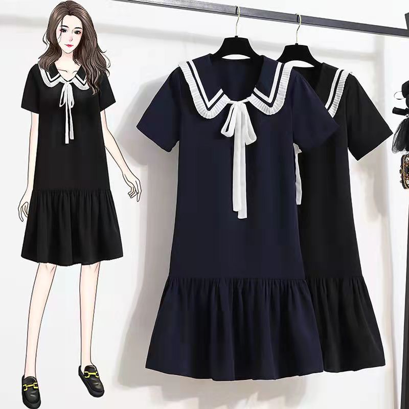 Summer Casual Dress Sweet Short Sleeve Loose Plus Size Fashion A Line Midi Long Women Dresses