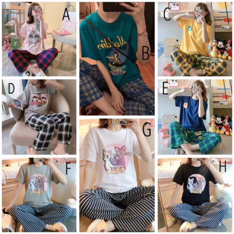 [READY] JUMBO SIZE ADULT PAJAMAS IMPORTED KOREAN STYLE CAT SAILORMOON ALADIN PD00018