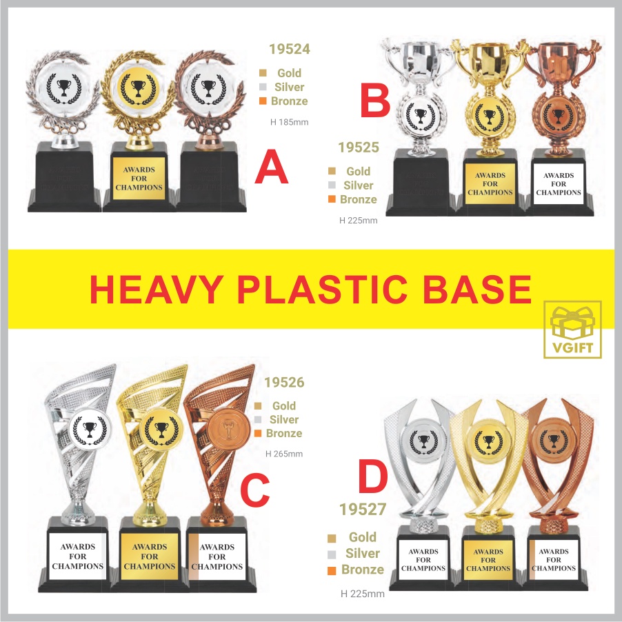 TROPHY WITH HEAVY PLASTIC BASE + LOGO + WORDING HADIAH SUKAN ANUGERAH