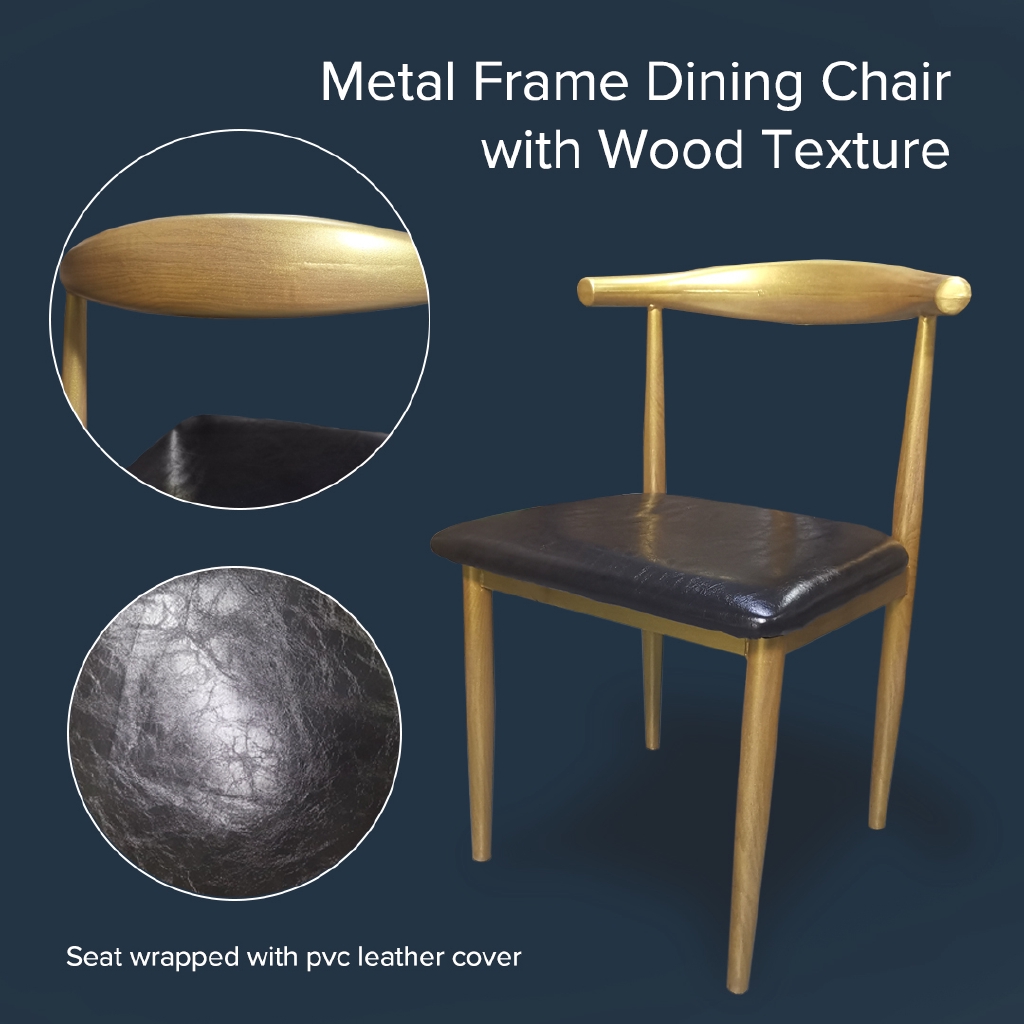 FINSSO:Eames Wooden Table with Marble Texture Table Top Gold Metal Frame Dining Set / 1 Table + 4 Chairs