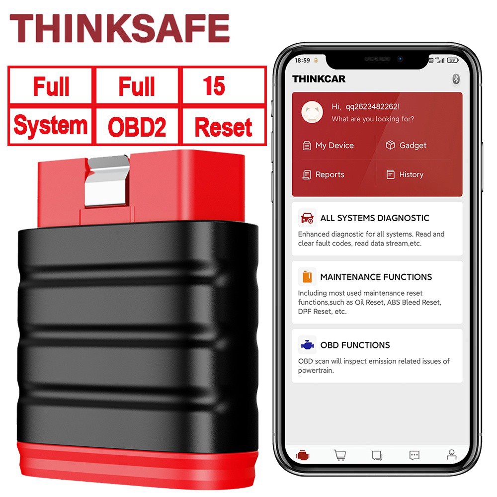 【Ship From Malaysia】Thinkcar Thinksafe Professional All System OBD2 Scanner OBDII Car Scanner ODB2 Car Diagnostic Tool / Upgraded Version Of Thinkdiag Mini / Can Support Proton And Perodua