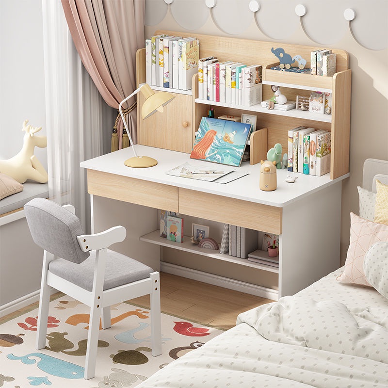 ❣∋☇Desk And Bookshelf All-In-One Table 80Cm Computer Desk Simple Home Girl Bedroom Writing Desk Student Writing Small De