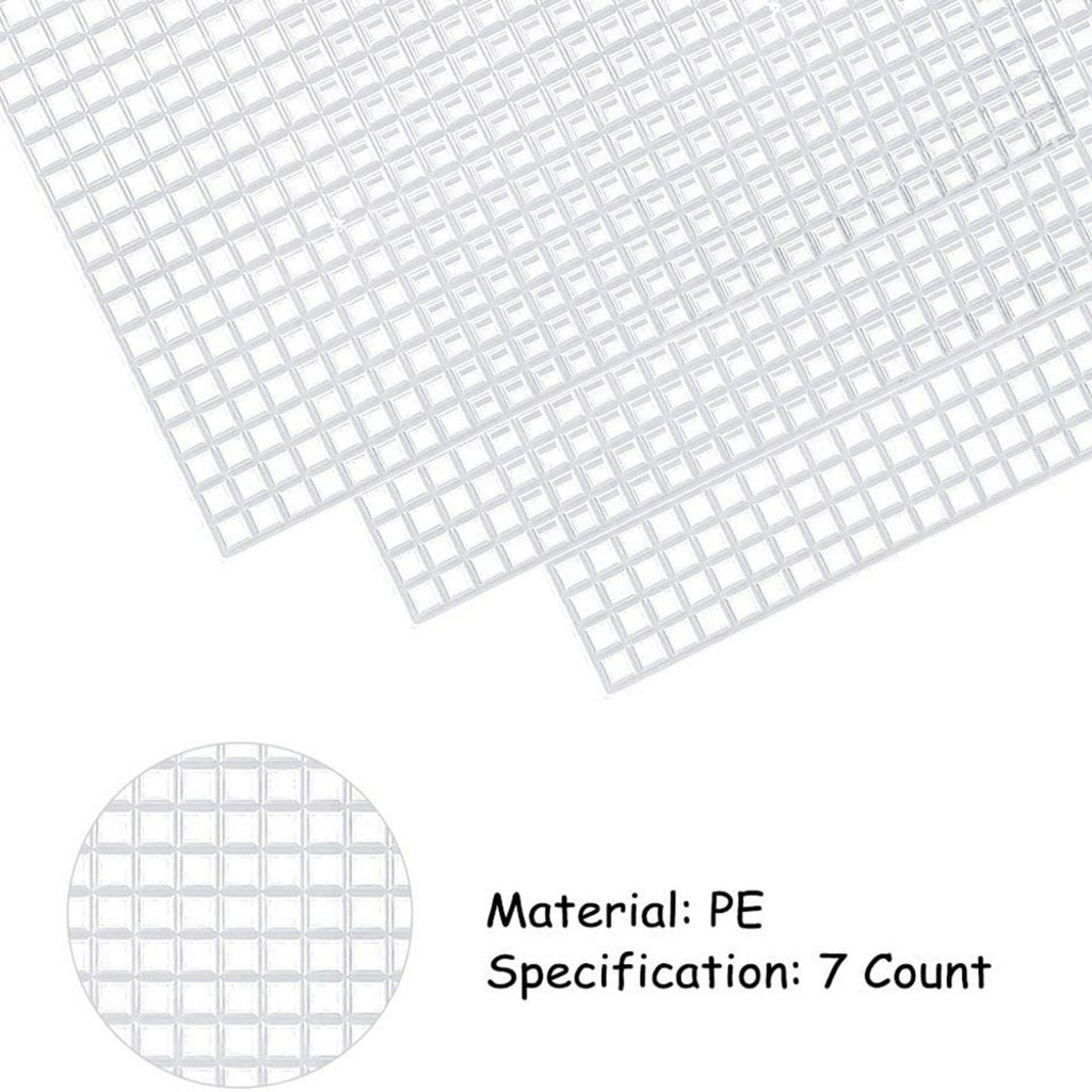 50pcs Exceart Cross Stitch Grid Plastic Embroidery DIY Mesh Sheet with 2pcs Needles for Crafts Kids Adults DIY Use 