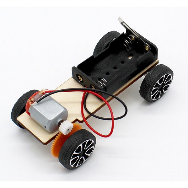 [SC Stok di M'sia] STEM DIY Wooden Car Model Kit, Battery Operated with Gear Creative Experimental Science Puzzle