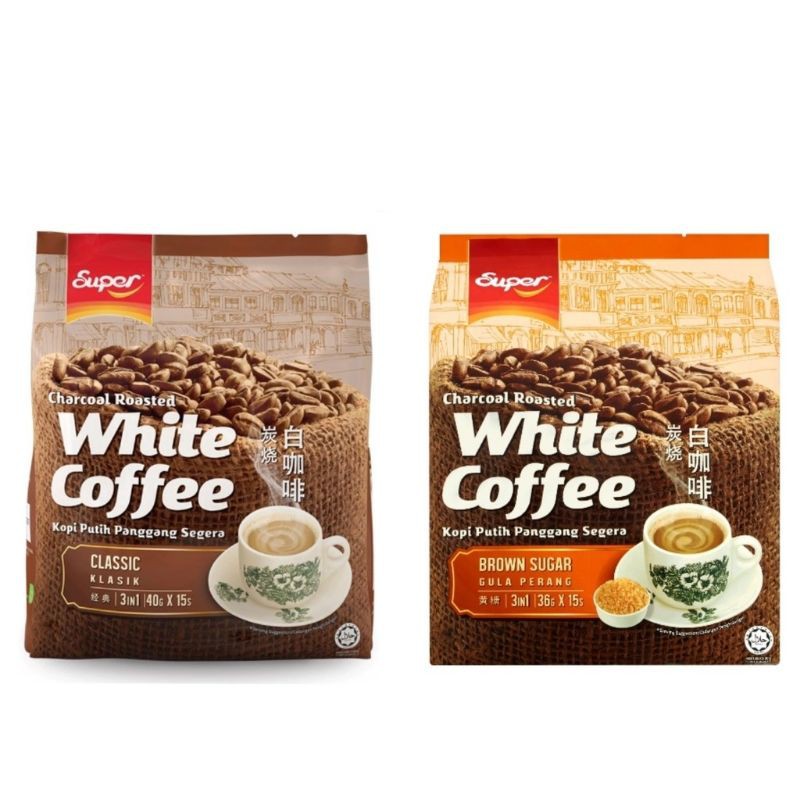 SUPER WHITE COFFEE 3IN1 CHARCOAL ROASTED CLASSIC 40G x