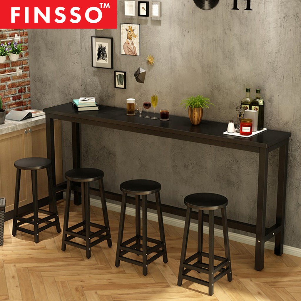 [READY STOCK] FINSSO: 120cm or 160cm x 40cm Bar Table & 2 High Bar Stool / Dining Table / Meja Makan/ Bar Stool