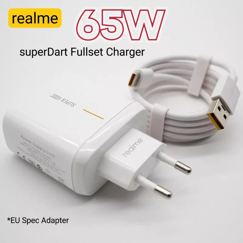 Realme 65W Charger EU Adapter Support SuperDart Fast Charging With Type ...