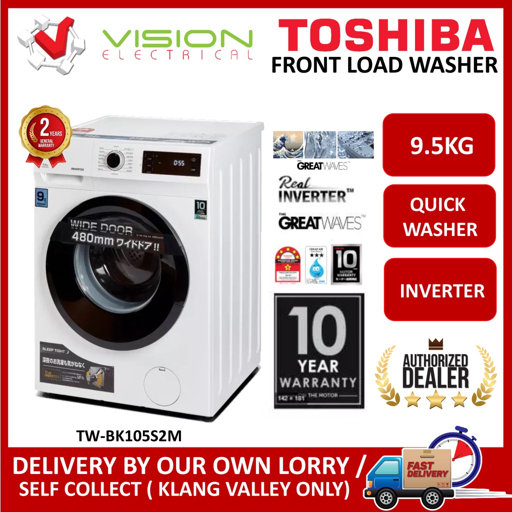 [Free Delivery + Basic Setup Klang Valley] TOSHIBA 9.5kg Front Load