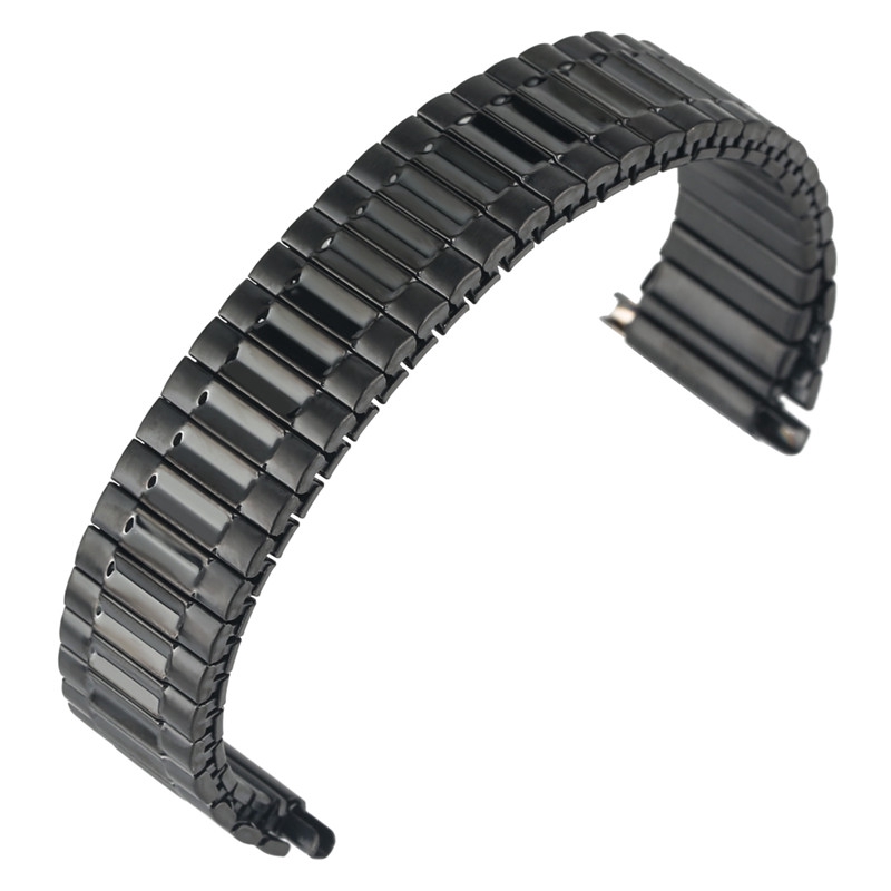 22mm Elastic Black Stainless Steel Watch Band Flexible Strap