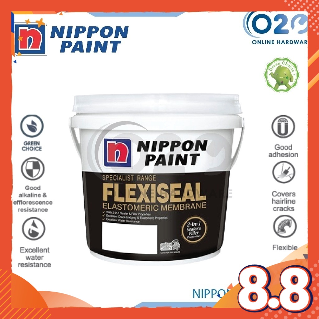 5KG Nippon Paint Flexiseal Elastomeiric Membrane Cat Paint Waterproof ...