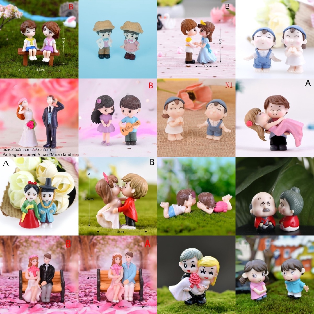 Set Sweety Lovers Couple Chair Figurines Miniatures Fairy Garden Gnome Moss Terrariums Resin Crafts Home Decoration