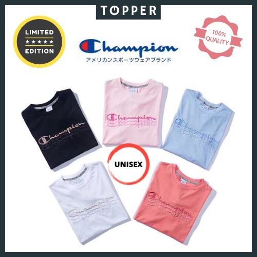 TOPPER x Champion Plain T Shirt Triple Logo Special Edition Unisex Round Neck Multiple Color