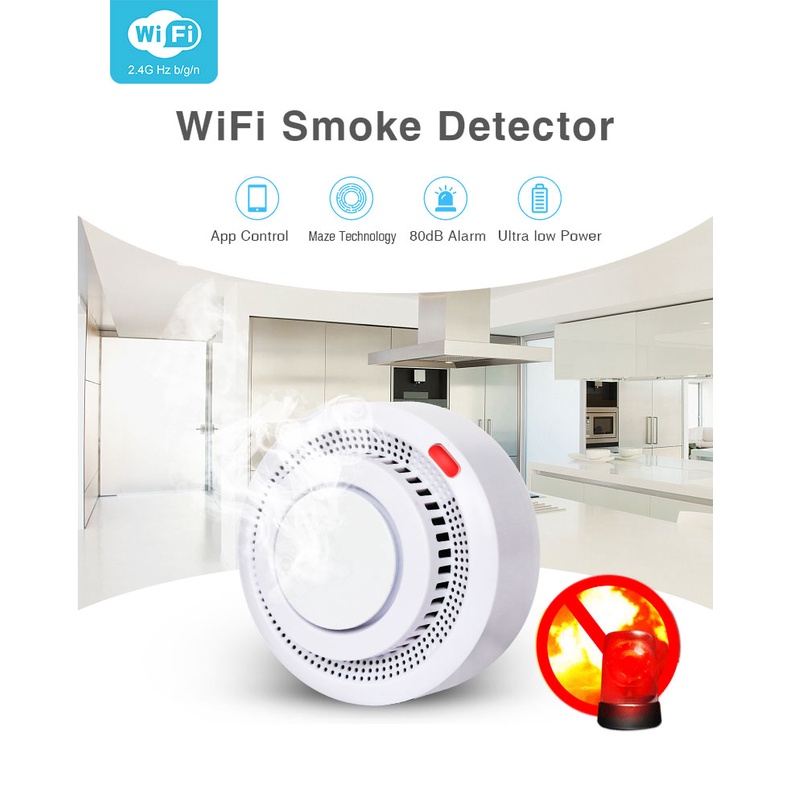 Tuya WiFi Smoke Alarm Fire Protection Smoke Detector Smokehouse ...