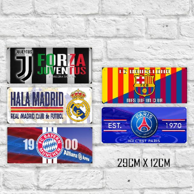 Tin Sign Plate Football Team Europe Juventus Real Madrid Bayern Munich Barcelona PSG