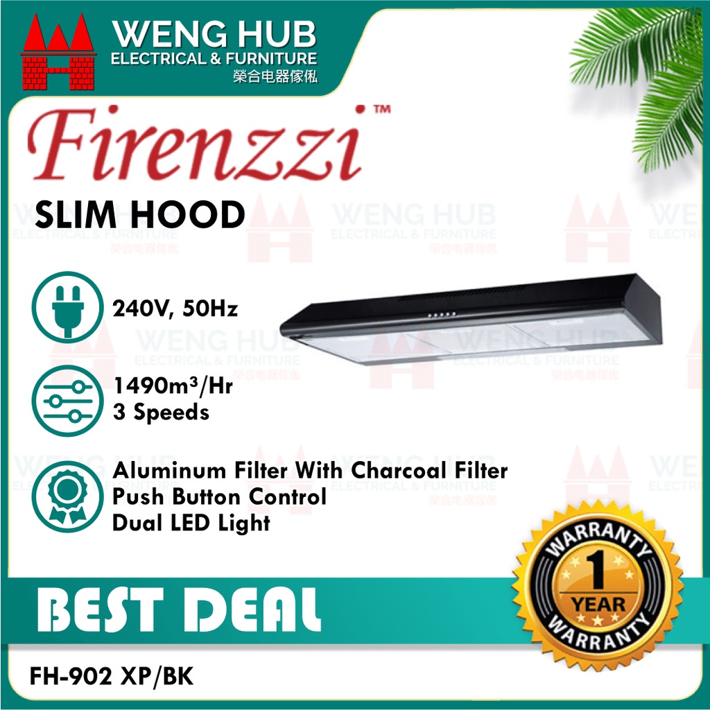 Firenzzi Black Slim Cooker Hood FH902 XP/BK Shopee Malaysia