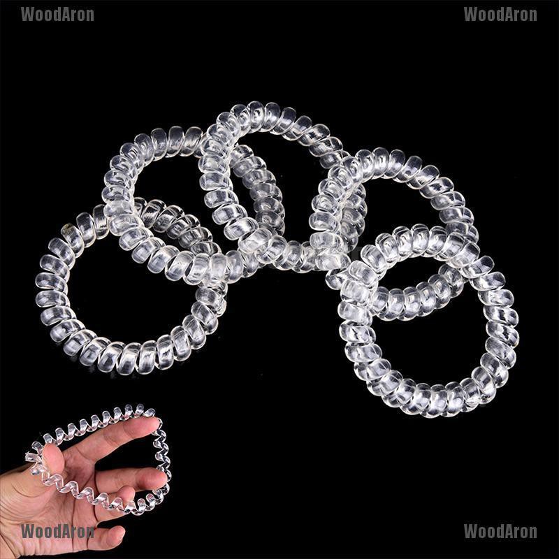 Aron 5pcs Lady Girl Clear Elastic Rubber Hair Ties Spiral Slinky