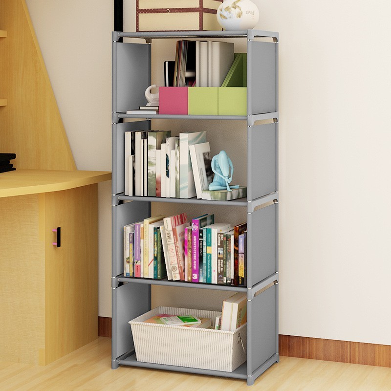 Korean DIY Book Storage Shelf 5 Tier with 4 Columns Bookcase Multilayer ...