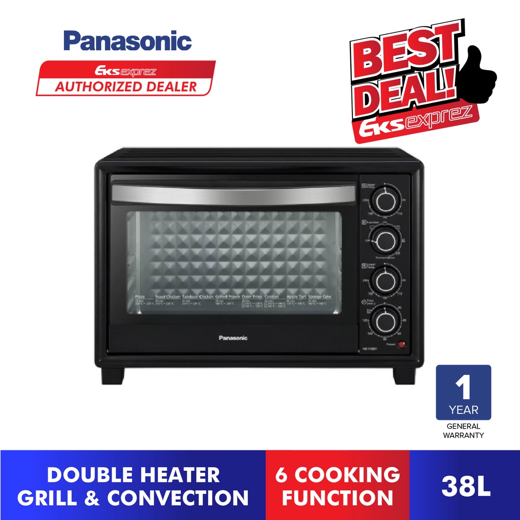 Panasonic Compact Electric Oven (38L) NB-H3801 / NB-H3801KSK (Double Heater Grill & Convection)