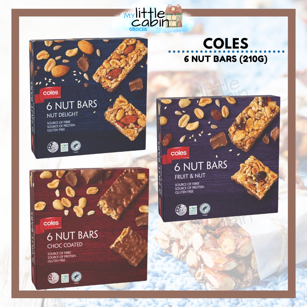 Coles 6 Nut Bars Gluten Free Snack Bars Breakfast Bars 6 Bars in a pack