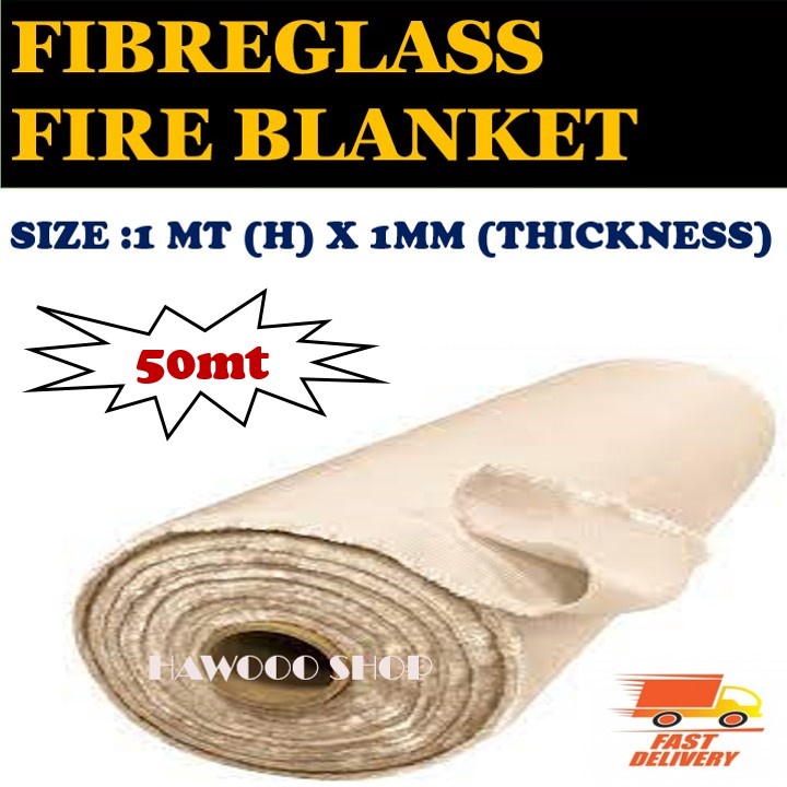 【50METER】1Roll Fire Blanket/Fireproof Resistant Welding Blanket FOR Welding/Selimut Pemadam Api/防火灭火