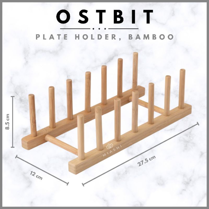 IKEA OSTBIT Plate Holder, Bamboo, Dish Rack, Rak Pinggan Kayu