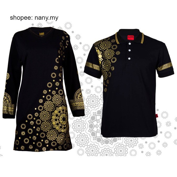 XS-3XL BAJU T SHIRT MUSLIMAH COUPLE SET COTTON BLACK GOLD HR05/PL700 | Shopee Malaysia