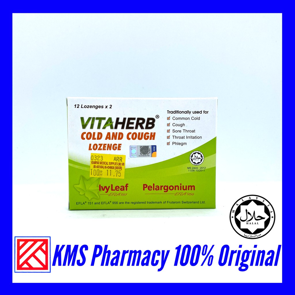 VITAHERB Cold & Cough Lozenge (Pack of 24 lozenges) for Common Cold