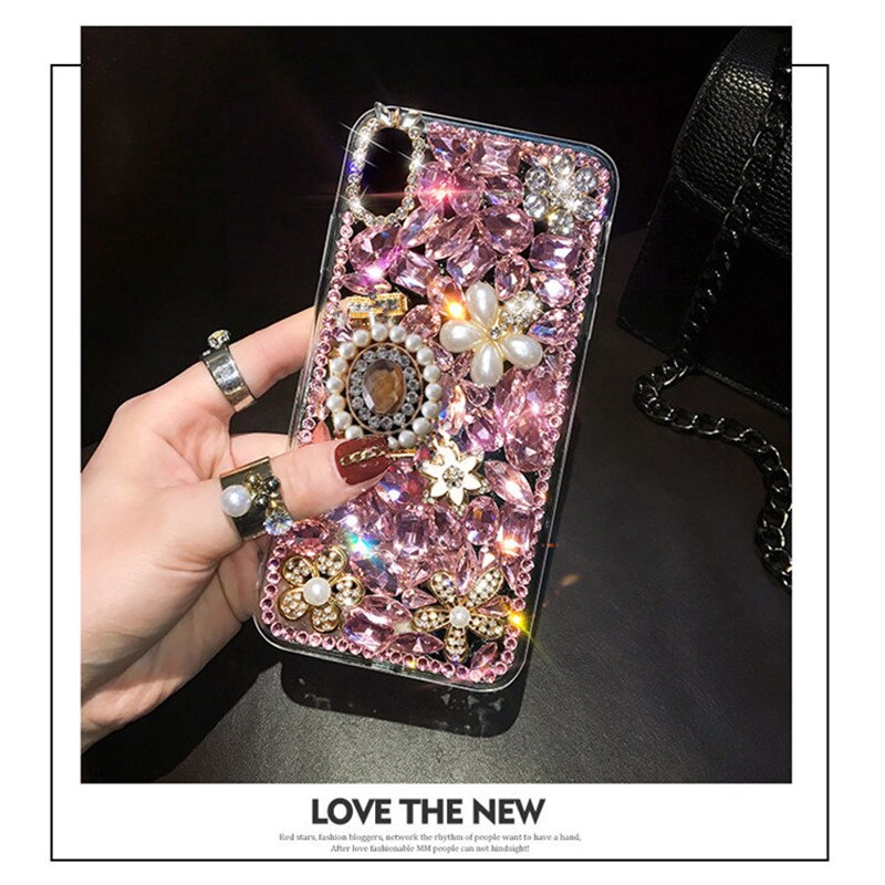 Luxury Fashion Diy Bling Crystal Diamond Pearl Perfume Bottle Flower Back Case Cover For Iphone 11 Pro Xs Max Xr X 8 7 6 6s Plus Shopee Malaysia