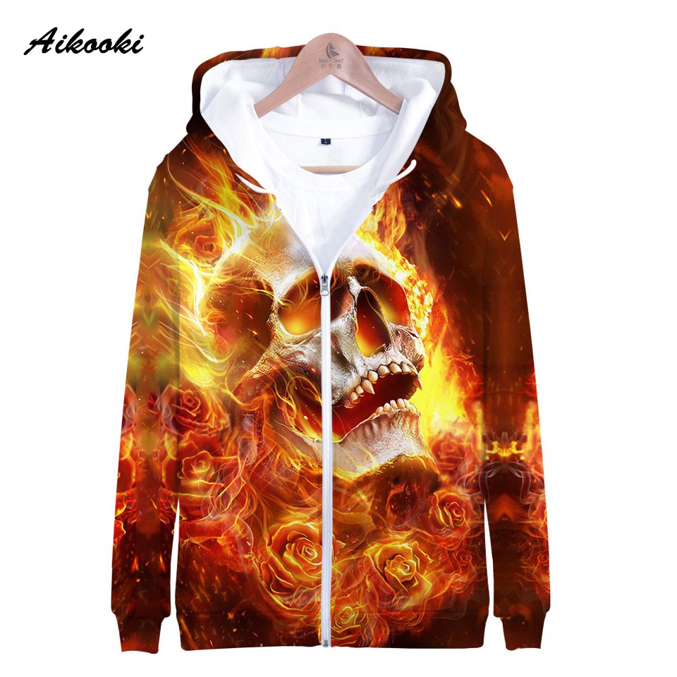 mens skull zip up hoodies