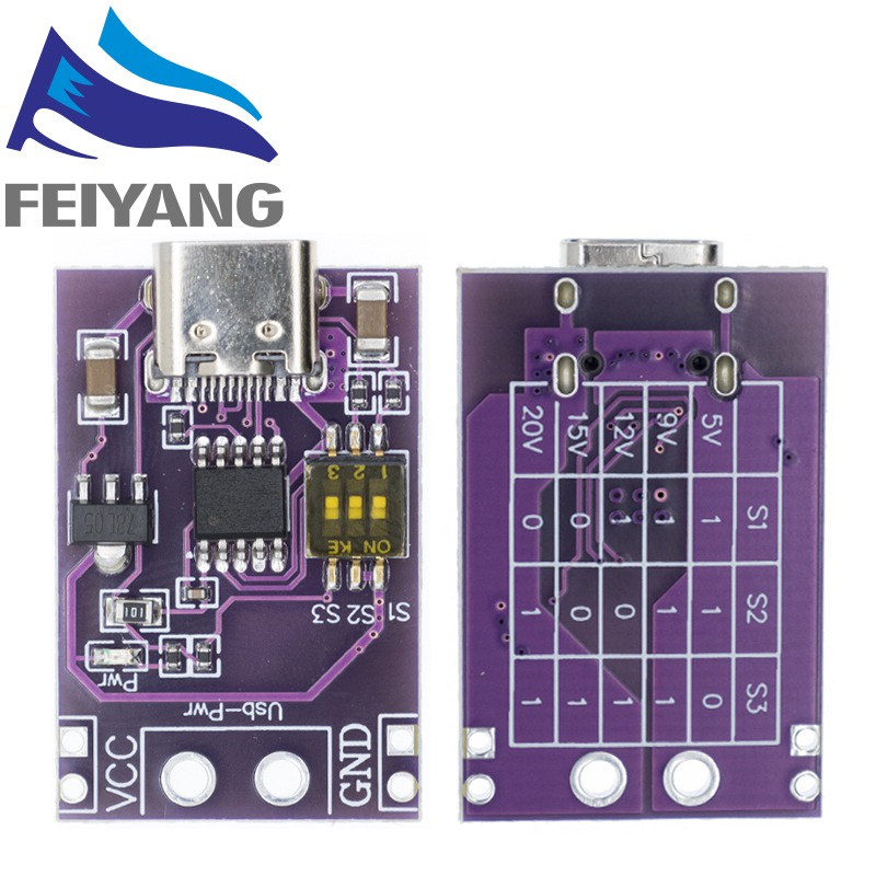 Type-C QC AFC PD2.0 PD3.0 to DC Spoof Scam Fast Charge Trigger Polling Detector USB-PD Notebook Power Supply Change Board Module