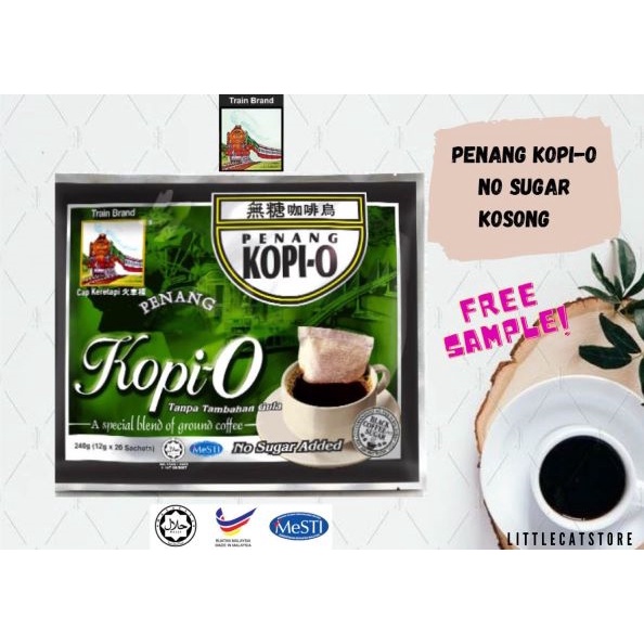 💥PENANG COFFEE💥Famous Penang Train Kopi-O (No Sugar) with Free Gift (20s' x 10g)
