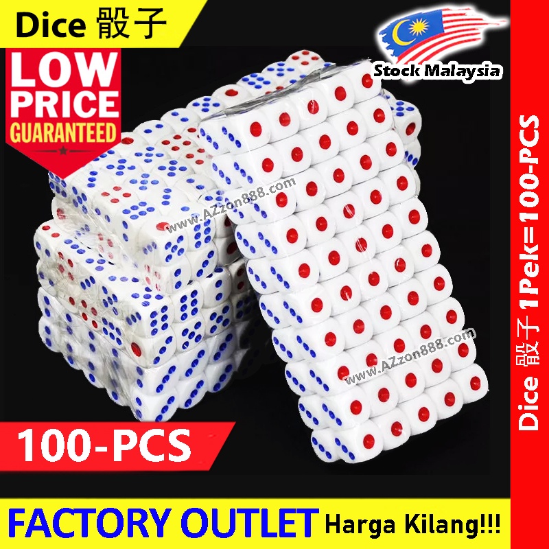 100 Pcs Dice Round Corner Dadu Acrylic White Red Blue Dot Dice 骰子 賽子 大话骰 Ktv Pub Game Party 1957 15mm Shopee Malaysia