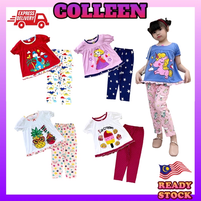 READY STOCK Kids Girl Pyjamas Doll Pajamas Set Baju Tidur Budak Baju Tidur Kanak-kanak 18month-7years [Baby Gap]