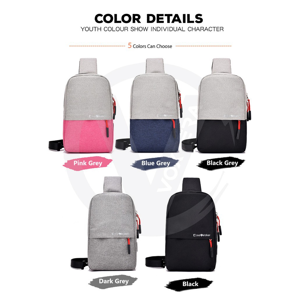 Case Valker Tri Chest Bag Korean Style Belt Bag Waterproof Sling Bag